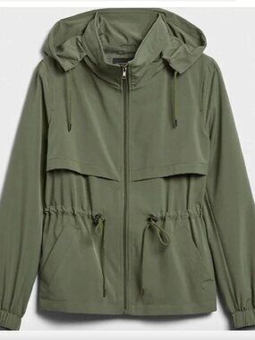 Banana Republic Factory Moss Green Utility Jacket with Packable Hood